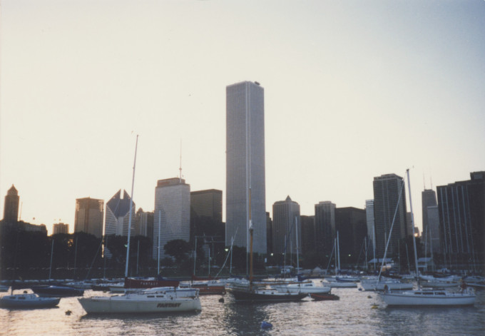 View from their boat, in the Chicago Marina Chicago-marina